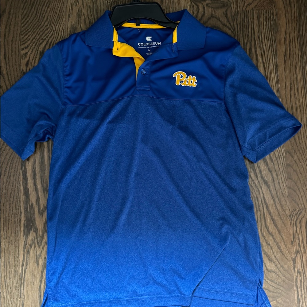 Colosseum Blue and Yellow Polo Shirt Athletic Casual